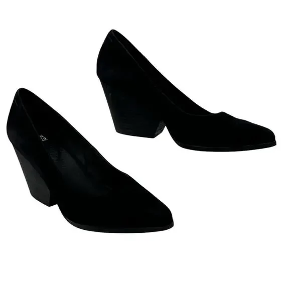 Eileen Fisher Hawk Suede Pump Heel SZ 8.5 Women’s Black Chic Comfort Soft Office - Picture 5 of 9